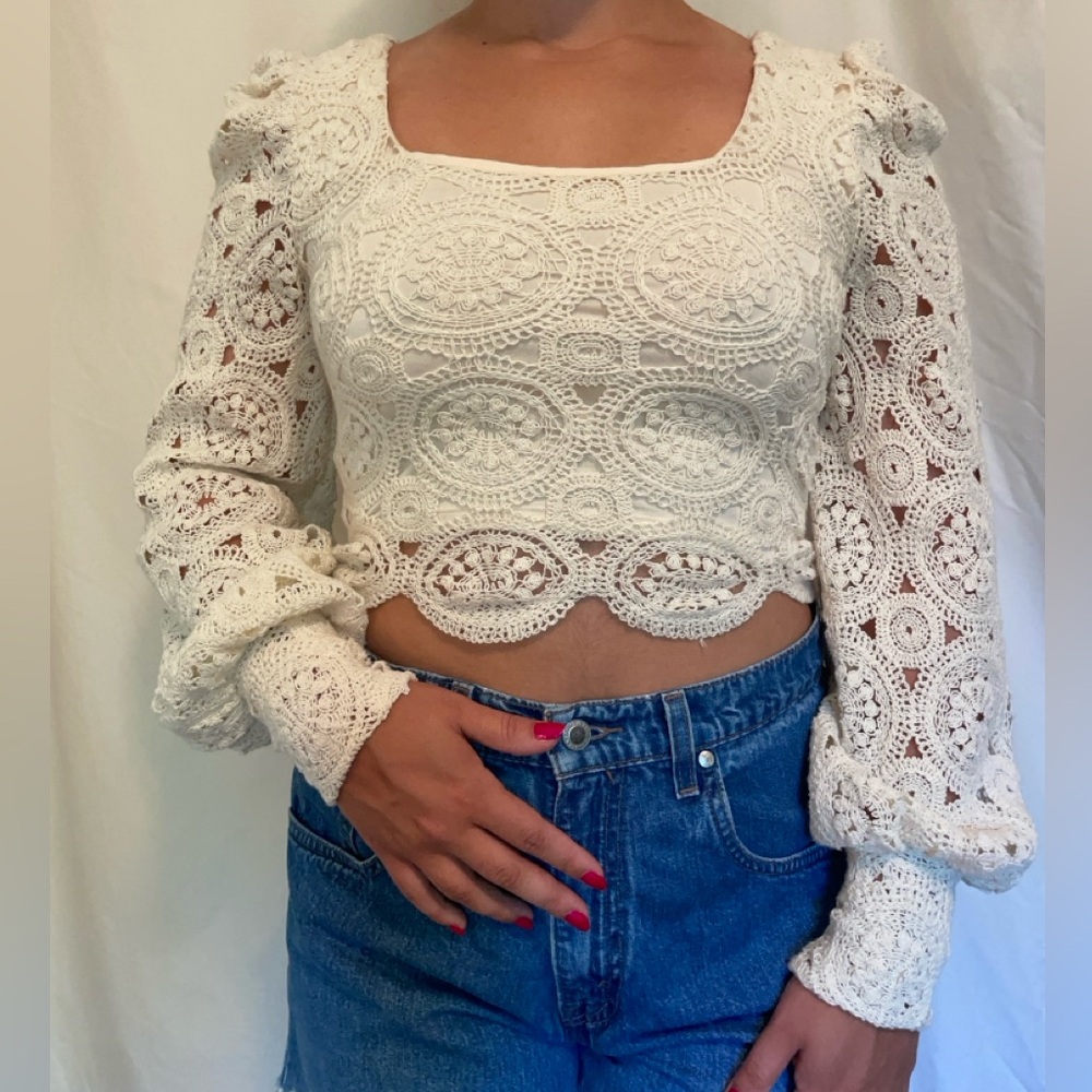 Beautiful Saltwater LUXE Lace Top, Cream, Size Small